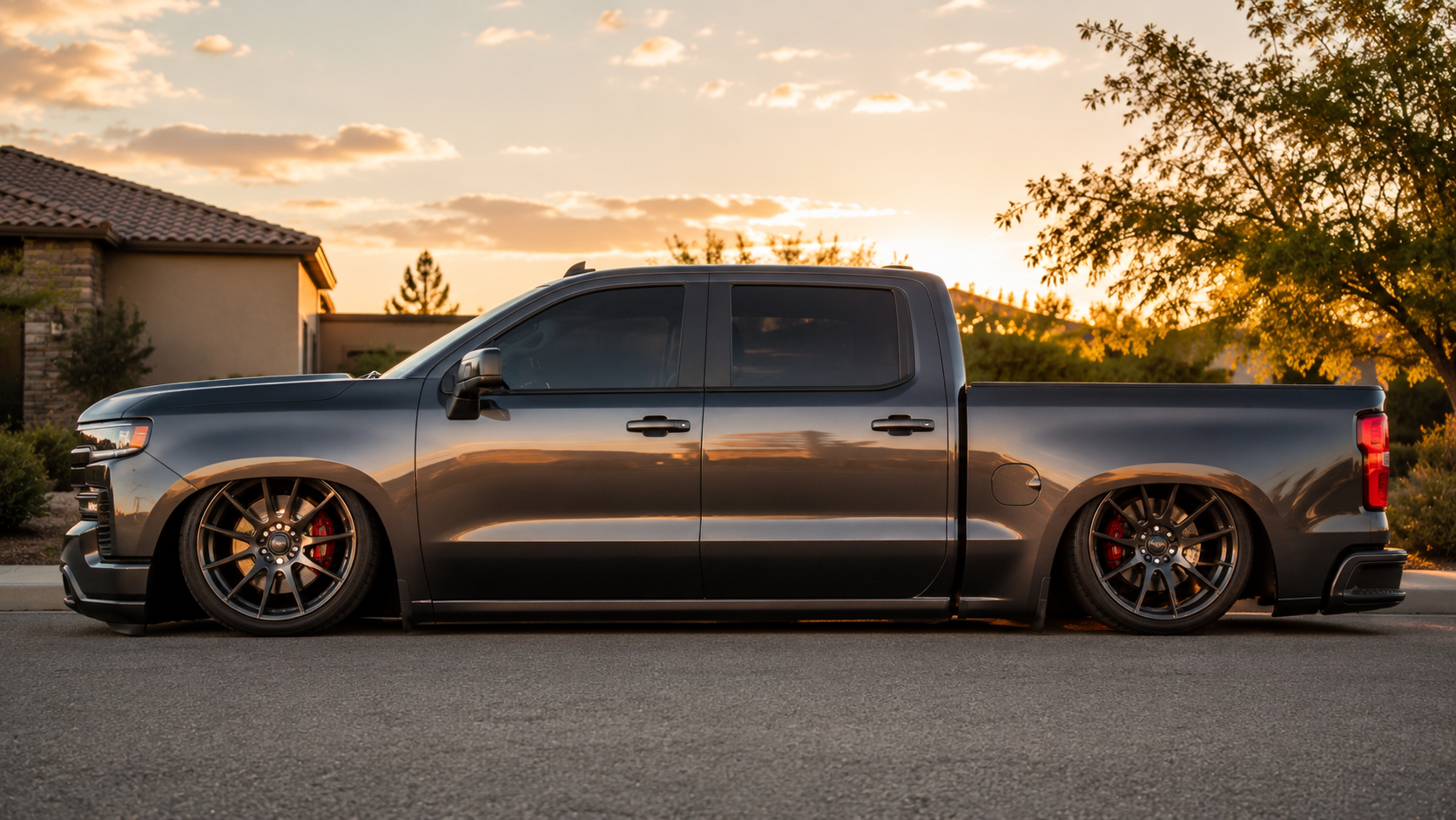 Lowered Chevy Silverado street truck stance
